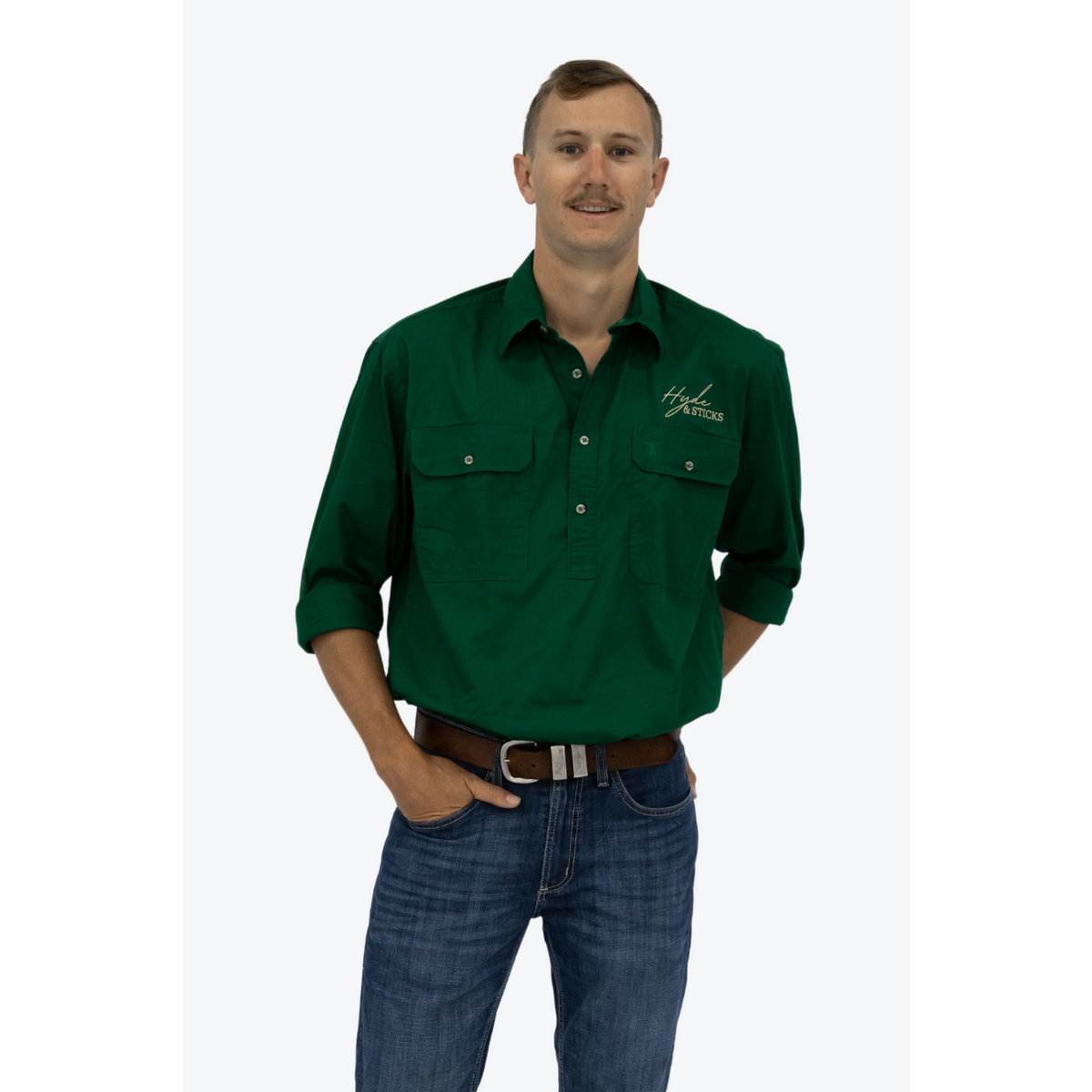 H&S 1/2 Button Work Shirt - Adult
